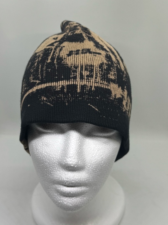 No Fear Other - No Fear Graphic Knit Beanie Hat Black Tan Y2K Moto Skater One Size